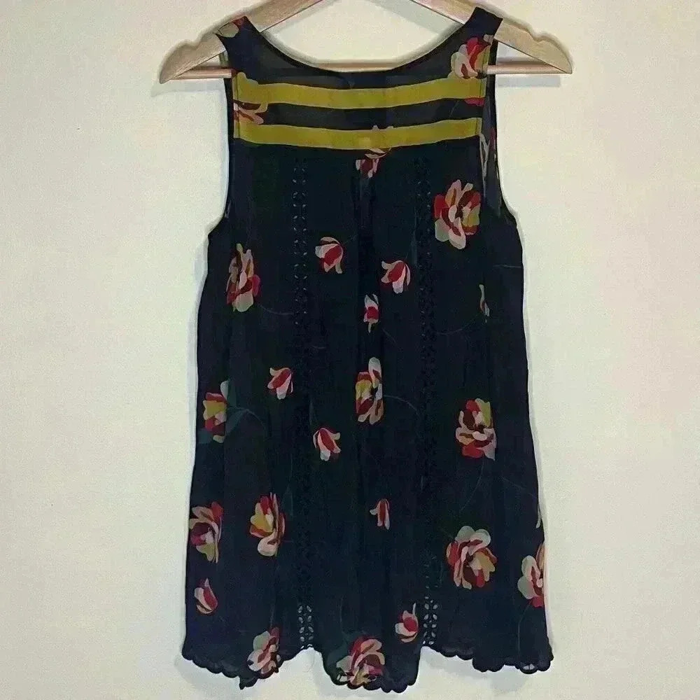 Johnny Was Floral Striped Sleeveless Blouse - Picture 2 of 6